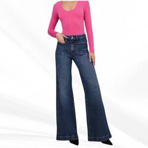 GOOD AMERICAN Good Waist Palazzo Patch Pocket Wide Leg Jeans Size 10/30